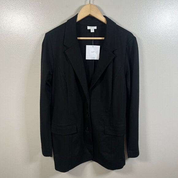 J. Jill Ponte Blazer Jacket Size Large Black Work Office Career Business - Picture 1 of 10